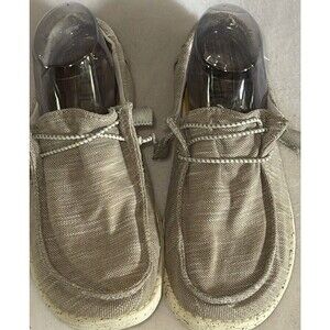 HEY DUDE Men's Sz 8 WALLY Bobs Loafer Stretch Light Weight Beige Tan Shoes